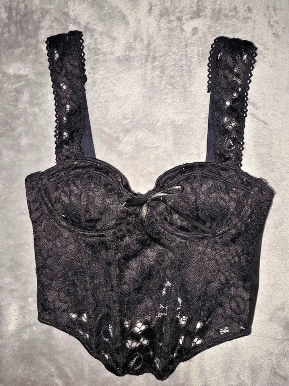 GARAGE Lace Bustier Bra in Black